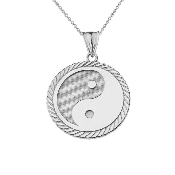 .925 Sterling Silver Chinese Yin & Yang Tai Chi Pendant Necklace