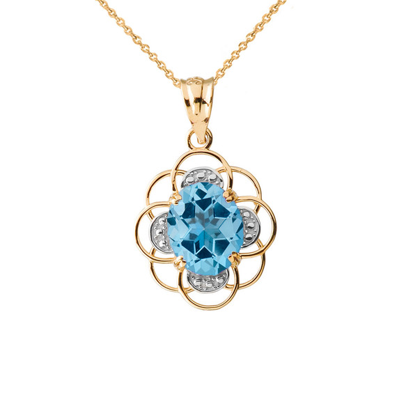 Flower of Life Personalized Birthstone Pendant Necklace in Yellow Gold