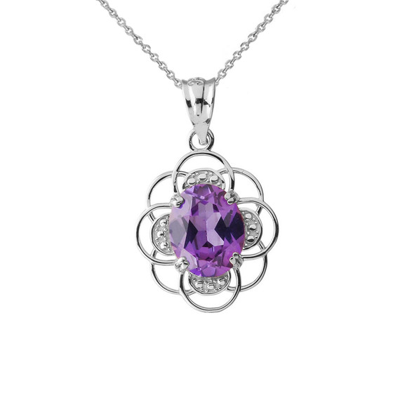 Flower of Life Personalized Birthstone Pendant Necklace in Sterling Silver