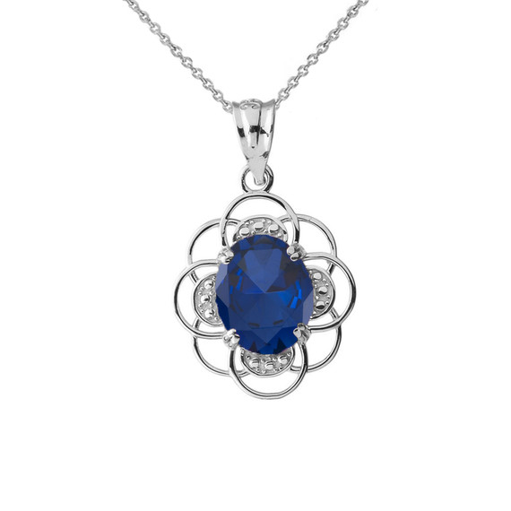 Flower of Life Personalized Birthstone Pendant Necklace in Sterling Silver