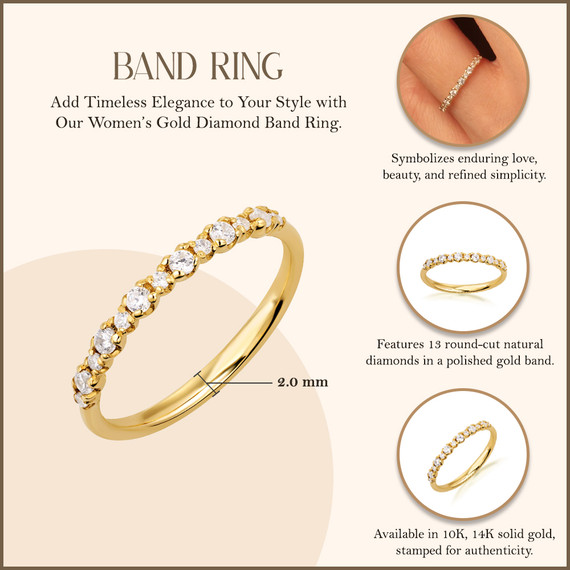 Women’s Gold Diamond Band Ring (Available in Yellow Gold, Rose Gold, White Gold)