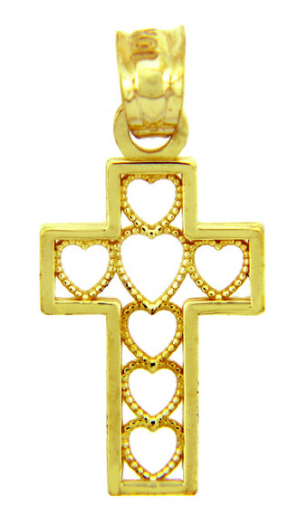 Gold Pendants - The Cross of Hearts Gold Pendant