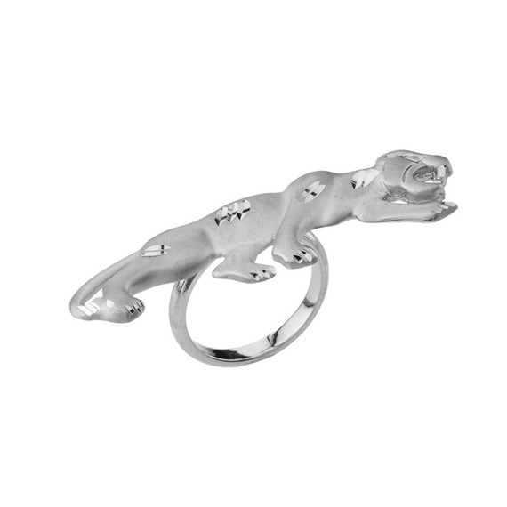 Panther Statement Ring in White Gold