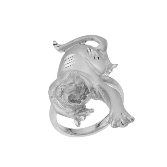 Matte Panther Statement Ring in Sterling Silver