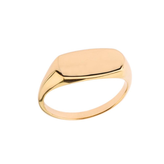 Comfort Fit Narrow Rectangular Signet Ring in Gold