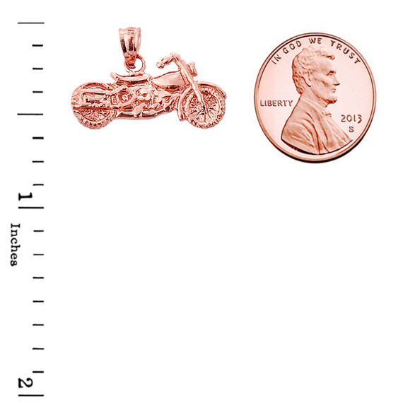 Rose Gold Motorcycle Charm Pendant Necklace