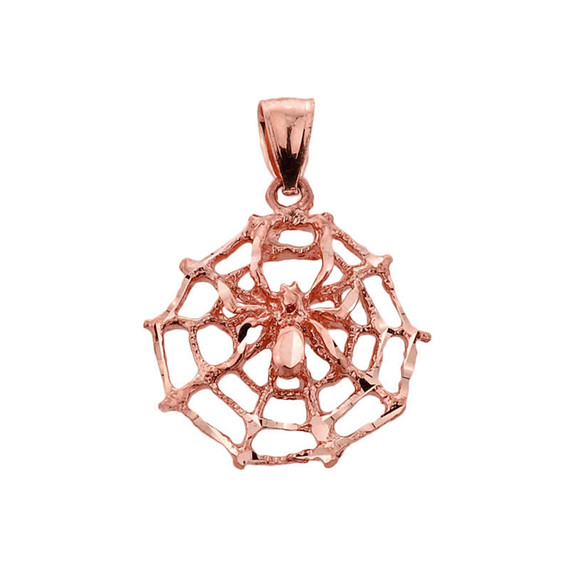 Rose Gold Spider Web Charm Pendant Necklace