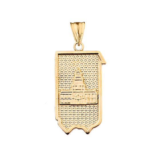Pennsylvania State of Independence Pendant Necklace in Yellow Gold