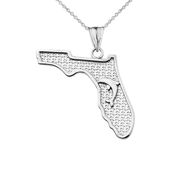 BottleNose Dolphins Florida Pendant Necklace in Sterling Silver