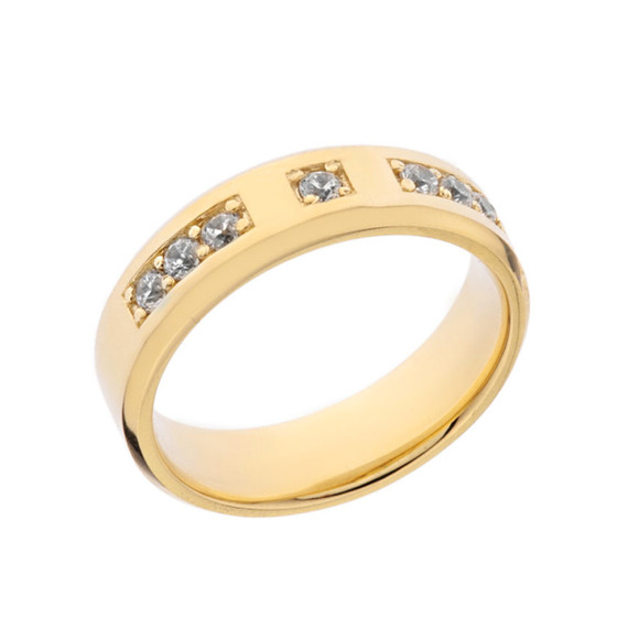 Sleek Dimond Mens Ring in Gold