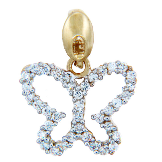 Gold Butterfly Charms and Pendants - Gold Butterfly Pendant with Shining Cubic Zirconias