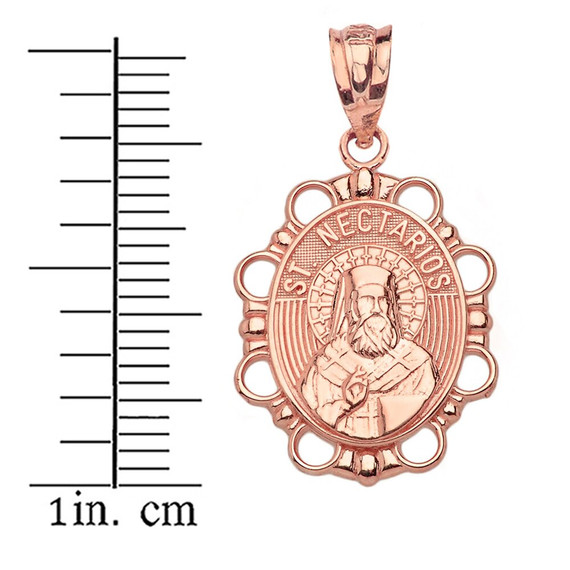 Saint Nectarios Pendant Necklace in Solid Gold (Yellow/Rose/White)