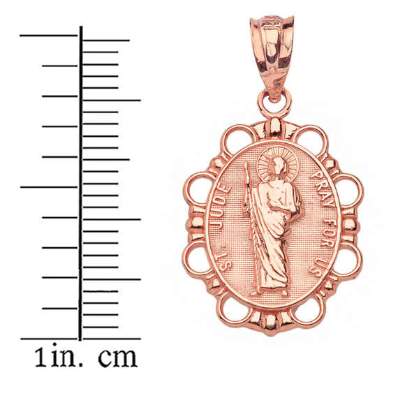 Solid Rose Gold Saint Jude Pendant Necklace