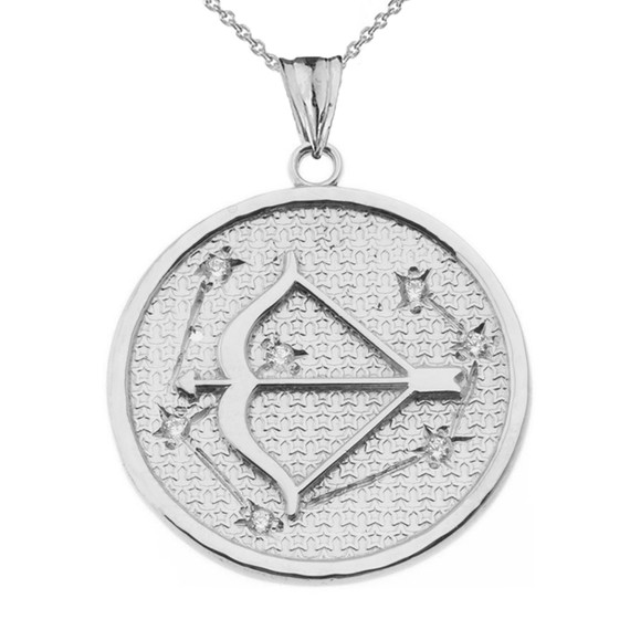Designer Diamond Sagittarius Constellation Pendant Necklace in White Gold