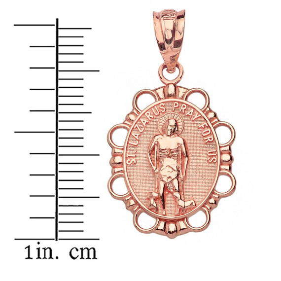 Saint Lazarus Pendant Necklace in Solid Gold (Yellow/Rose/White)