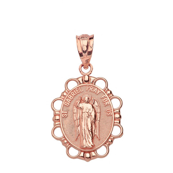 Saint Gabriel Pendant Necklace in Solid Gold (Yellow/Rose/White)