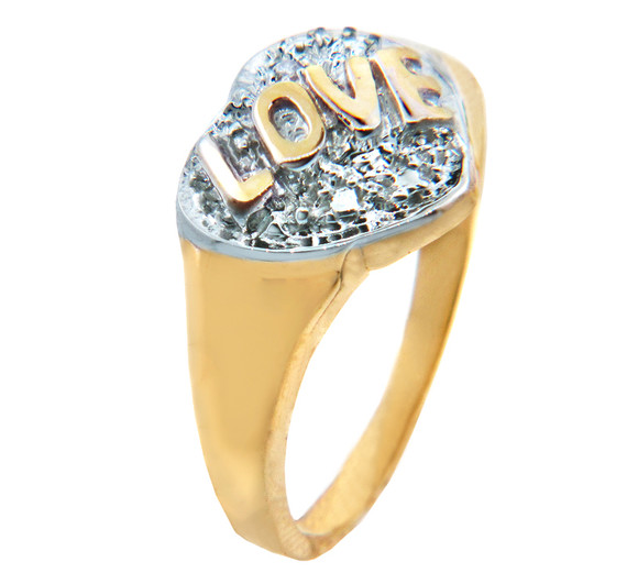 Valentines Special -  Love Gold Ring with 2 Diamonds