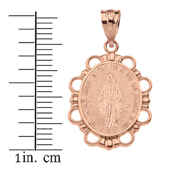 Saint Mary Pendant Necklace in Solid Gold (Yellow/Rose/White)