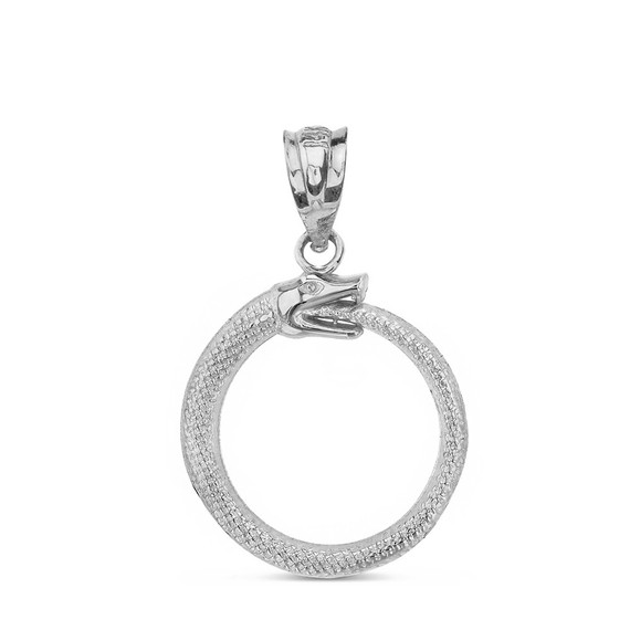 Gold Textured Ouroboros Snake Pendant Necklace (Available in Yellow/Rose/White Gold)