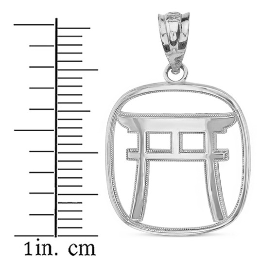 Torii Gate Japanese Symbol Shinto Shrine Pendant Necklace in Solid