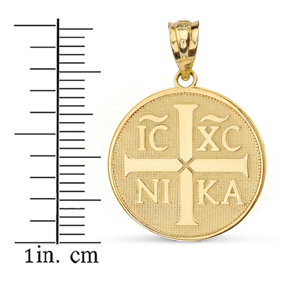 Christian Symbol  "ΙϹ ΧϹ ΝΙΚΑ"  Jesus Christ Conquers Pendant Necklace in Solid Gold (Yellow/Rose/White)