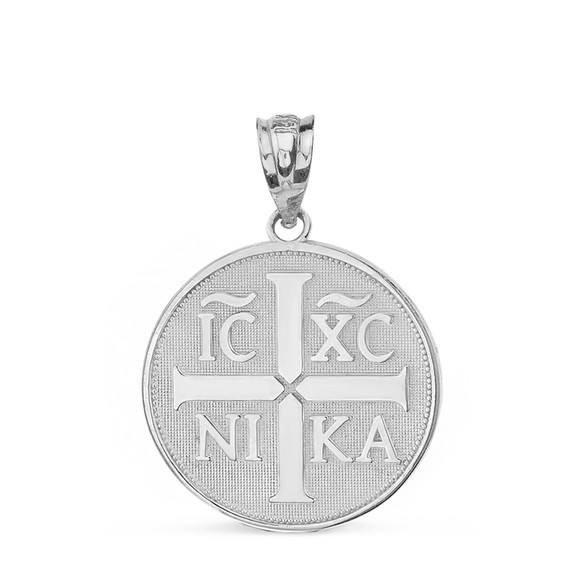 Sterling Silver Christian Symbol  "ΙϹ ΧϹ ΝΙΚΑ"  Jesus Christ Conquers Pendant Necklace