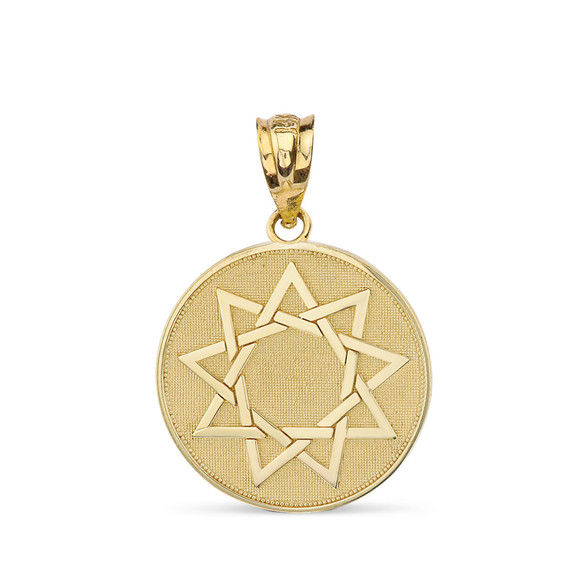 Gold Nine Point Bahai­ Star Faith Medallion Pendant