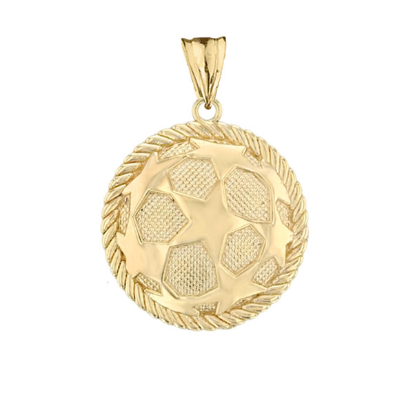 Yellow Gold All Star Soccer Ball Fútbol Sports Rope Pendant