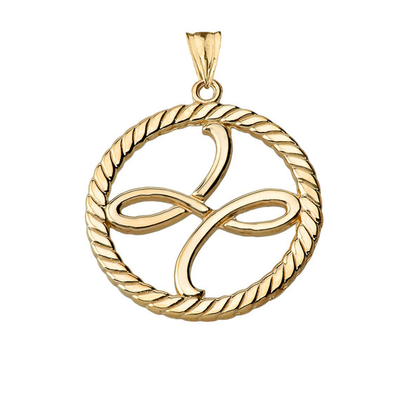 Friendship Symbol in Rope Pendant Necklace in Yellow Gold