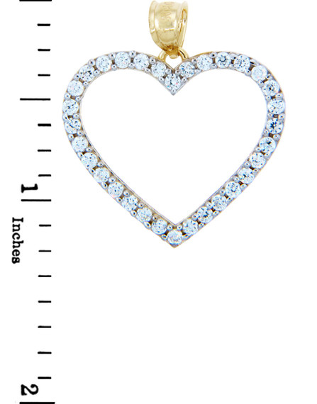 Gold Pendants - Cubic Zirconias Gold Heart Pendant