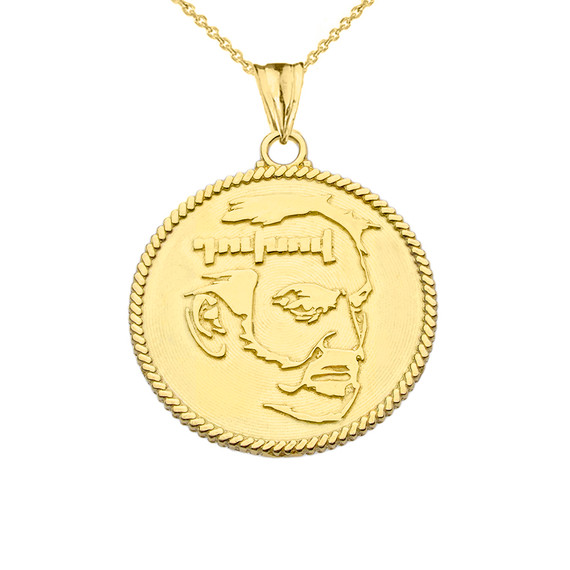 Two-Sided Å¸??DuxovÅ¸?Âand Armenian Eternity Symbol Pendant Necklace in Yellow Gold