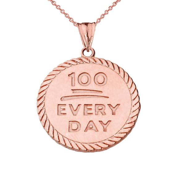 "100 Every Day" Rope Disc Pendant Necklace in Rose Gold