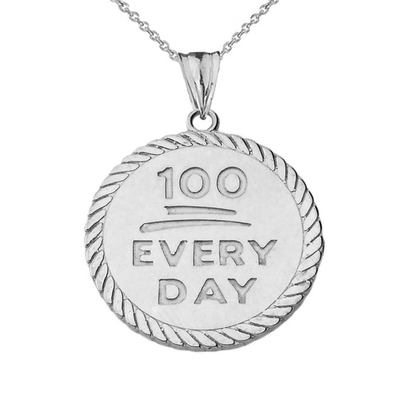 "100 Every Day"Rope Disc Pendant Necklace in Sterling Silver