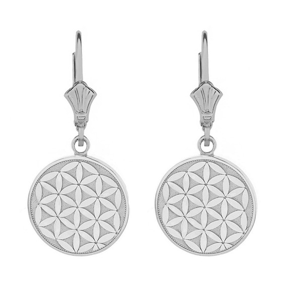 Solid Yellow Gold Flower of Life Dainty Disc Earring Set(Available in Yellow/Rose/White Gold)