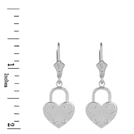 Sterling Silver Swirl Heart Padlock Earring Set