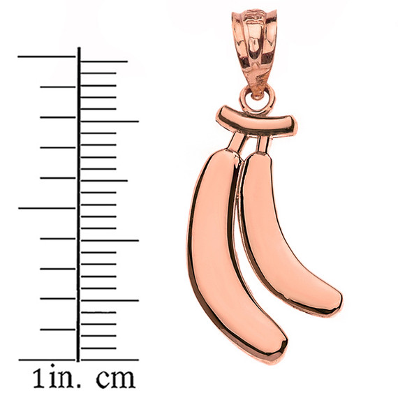 Solid Rose Gold Banana Bunch Pendant Necklace