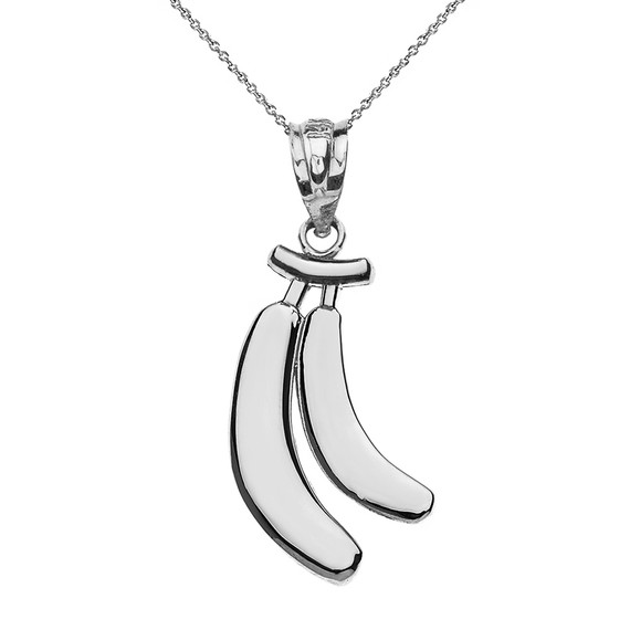Solid White Gold Banana Bunch Pendant Necklace