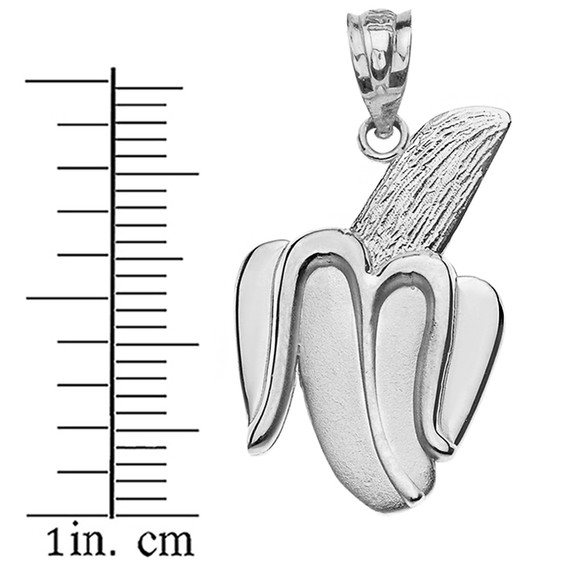 Sterling Silver Peeled Banana Pendant Necklace
