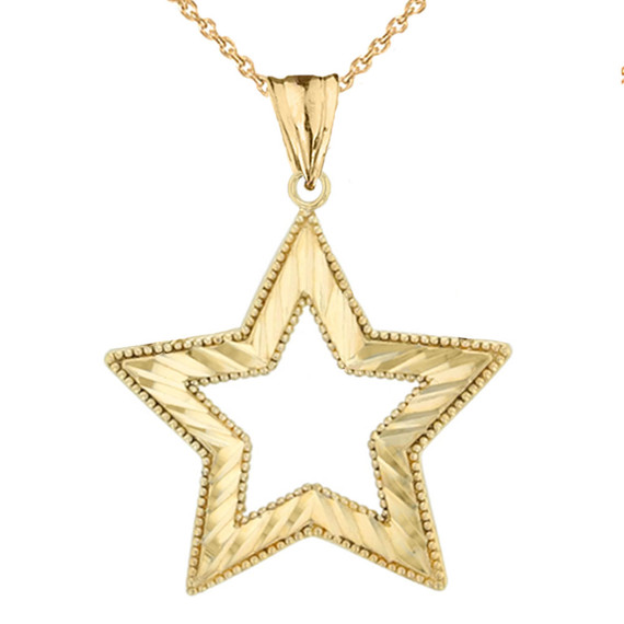 Gold Chic Sparkle Cut Star Pendant Necklace (Available In Yellow/Rose/White Gold)