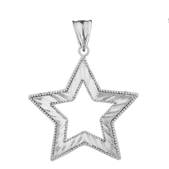 Chic Sparkle Cut Star Pendant Necklace in Sterling Silver