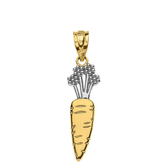 Two-Tone Gold Carrot Vegetable Pendant Necklace | Factory Direct