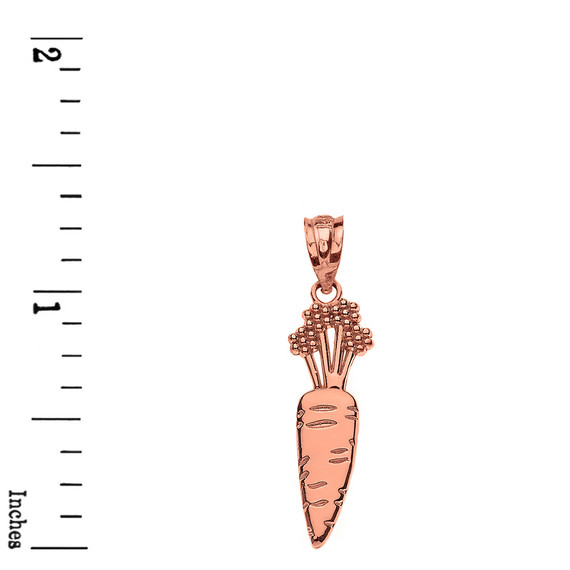 Solid Rose Gold Carrot Vegetable Pendant Necklace