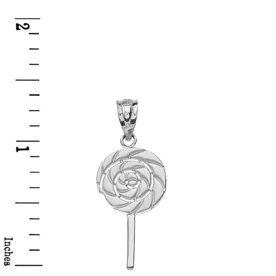 Sterling Silver Retro Candy Swirl Lollipop Pendant Necklace