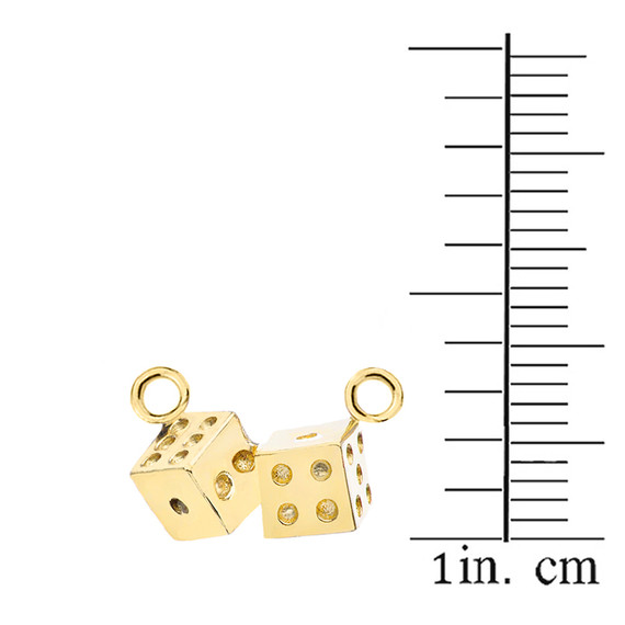 3D Playing Dice Necklace in 14K Yellow Gold