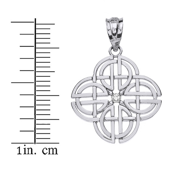 Sterling Silver Single CZ Celtic Knot Geometric Circular Pendant Necklace