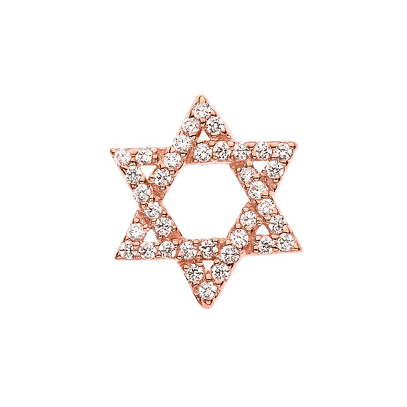 Diamond Jewish Star of David with Hidden Bail Pendant Necklace in Rose Gold