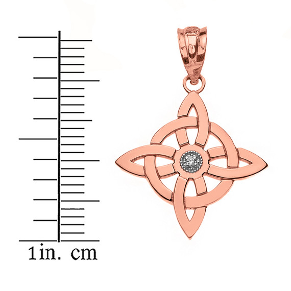 Diamond Wiccan Witches' Pagan Magic Knot Pendant with measurements