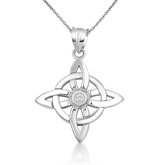 Sterling Silver CZ Wiccan Witches' Pagan Magic Knot Pendant Necklace