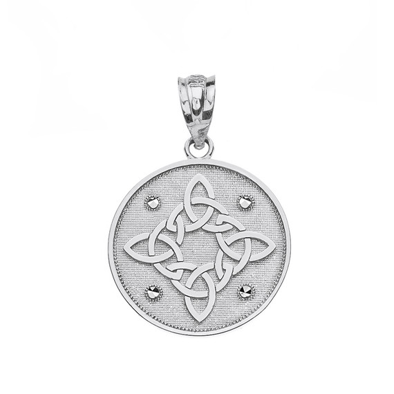 Sterling Silver Diamond Cut Celtic Trinity Knot Circle Pendant Necklace