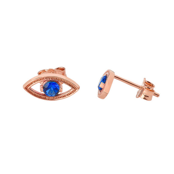 Evil Eye Stud Earrings (Available in Yellow/Rose/White Gold)